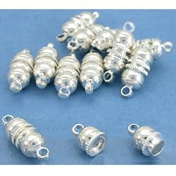 12 Silver Plated Magnetic Bead Clasps Jewelry 16.5mm