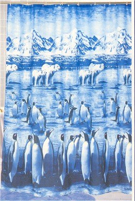 Polar Bears Penguins FABRIC Shower Curtain