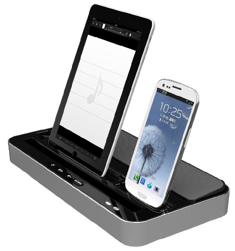 IPEGA 2 in 1 Docking Station&Speaker,Stand Mount Cradle,Dock charger,Multi-Function DockingStation for iPhone 5/4/4S,iPad 2/3/4/iPad mini,Samsung Galaxy S4/S3,Tablet with Micro USB Plug Silver