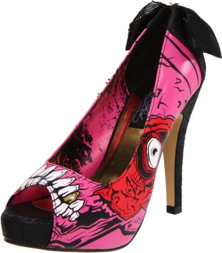 Iron Fist Women's Gold Digger Zombie Platform Pump,Pink/Black,10 M US