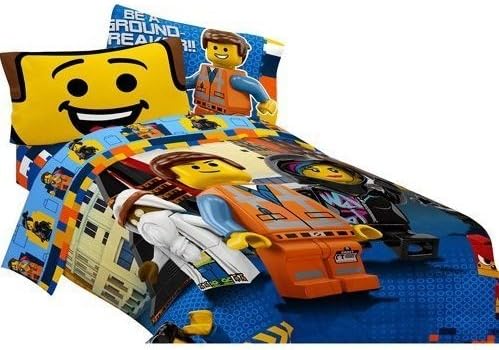 Children's The Lego Movie Twin Bedroom Collection with Reversible Comforter, 3-Pc Twin Sheet Set, Window Panels, Plush Throw