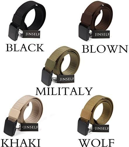 JINSELF JAPAN Mens nylon belt / Top quality high-strength &amp; lightweight genuine nylon belt. U.S. forces / Army / Airforce / Navy / combat / survival game / military / work / casual fashion / Mens / (buckle 38mm) (Black)