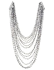 12 Strand Graduated Freshwater Cultured Silver Pearl Necklace - Bib Style - Sterling Silver Clasp