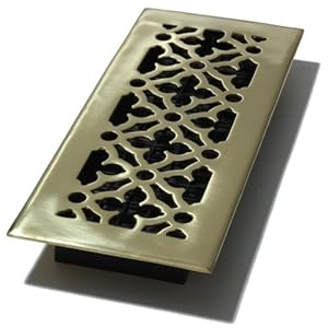 Decor Grates AG412 4-Inch by 12-Inch Gothic Floor Register, Solid Brass