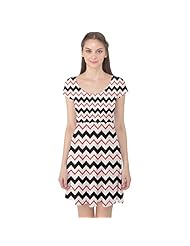 Chevron Print Geometric Print Polyester/Spandex Cap Sleeves Stretchy  Dress