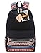 Leaper Canvas Laptop Bag Shoulder Bag Backpack Travel Bag Black+Flower