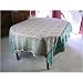 French Christmas Aqua Jacquard Weave Cottage Pines Alpine Snowflake 100 by 65 Tablecloth