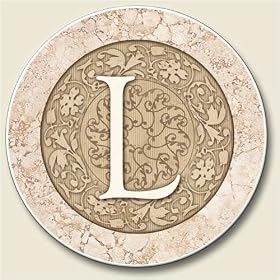 Click here to buy AutoCoaster ~ Monogram initial L ~ Tile Drink Coaster for car cupholder - code 579 by AbsorbaStone.