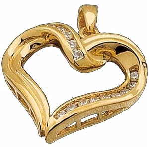 14Kt Yellow Gold Arty Diamond Heart Pendant