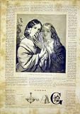 ROSE LADIES EVENTAIL BAXTER PORTRAIT FRENCH PRINT 1866