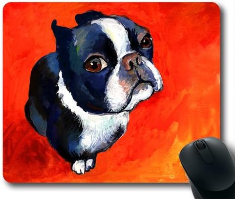 wskshop DIY Mouse Pad, New Design Watercolor Orange Boston Terrier Dog Mouse Pad Rectangle Mousepads