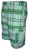 Mens Adidas Originals Cargo Style Golf Short Green Plaid
