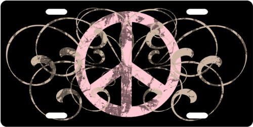 Pink Peace Custom License Plate Novelty Tag from Redeye Laserworks