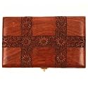 Hand carved wooden box 8"X5" girdled with lace all in wood!