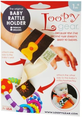 Loopy Gear Organic Cotton Baby Rattle Holder, Retro Ukeleles Pattern