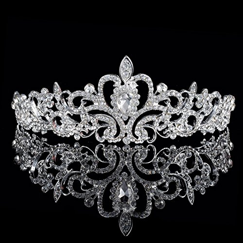 Nipoo bridal crystal hair tiara crown for wedding, part…