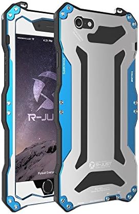 Spazi Iphone 6 Case(4.7 Inch) Ip68 Underwater Snow-resistant Dustproof Fully Sealed Shell Metal Cover with Tempered Glass Waterproof Shockproof Cell Phone Shell Protective Covers and Cases with a Hook and Supports Touch Id (Blue)
