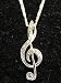 Musaica Musical Gift - Silver & Crystal Treble Cleff Necklace Pendant