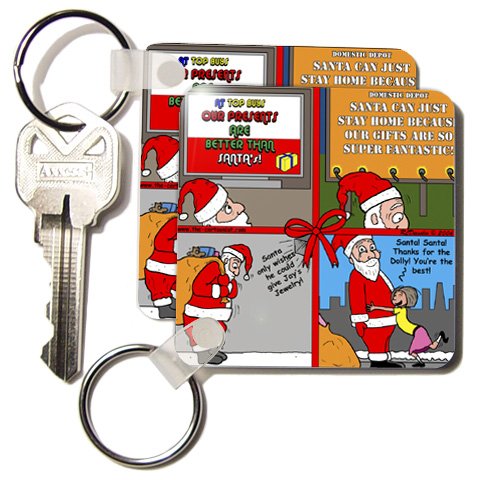 Santa Tries to Compete with Company Christmas Commercials - Set Of 6 Key Chains
