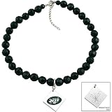 Touch By Alyssa Milano New York Jets Black Glass Bead Metal Logo Pendant