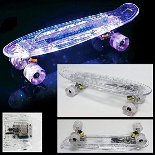22" LED Lights Skateboard Clear Wheels with Rechargable USB Cable - Free Shipping with Same Day Handling