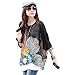 Doinshop Lady Black Batwing Sleeve Chiffon Shirt Bohemian Tops Oversized Blouse (L)