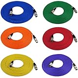 GLS Audio 25ft Mic Cable Cords - XLR Male to XLR Female Colored Cables - 25' Balanced Mike Cord - 6 PACK