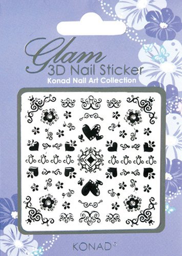 Konad Black Heart Nail Art Stickers With Tiny Built In Gems [Misc.]