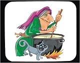Mouse Pad with cauldron, cat, witch, stirring, pet