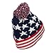 American Flag Pom Knit Beanie - Navy