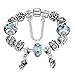 Bamoer 2015 Silver Mother and Children Hand-painted Flower Charm Glass Bead Bracelet