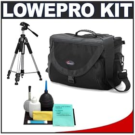 Lowepro Nova 5 AW (Black) Bag + Cleaning Kit + Tripod for Canon EOS, Nikon, Olympus Evolt,... by Lowepro