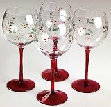 Pfaltzgraff Winterberry Hand Painted Glass Goblet (Set of 4), Fine China Dinnerware