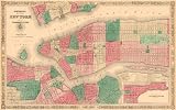 Reproduction of an 1864 Street Map of New York City & Brooklyn by Alvin J. Johnson