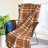[Brown/Green Twills] Soft Coral Fleece Throw Blanket (59 by 71 inches)