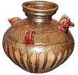 Rustic hen vase, hand glazed ceramic - red and brown