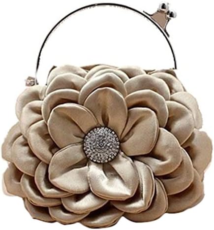 Womens Flower Shape Evening Clutch SFX-70967 Light Golden