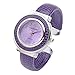 Top Plaza Fashion Women's Cuff Watch, Round Case PU Leather Band, Purple