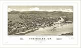 Historic The Dalles, Oregon, c. 1884, Bird's Eye View Map, Unframed, XL CANVAS