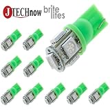 Jtech 10x 194 168 2825 T10 5-SMD Green LED Car Lights Bulb