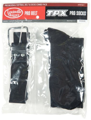 Louisville Slugger Slugger Baseball Belt and Socks Combo Pack, Black, Small