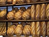 Rack of Sourdough Bread at the San Francisco Airport, California, USA Cuisine Photographic Poster Print by David R. Frazier, 24x18