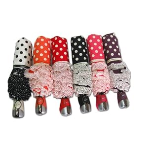 Pretty Polka Dot Fold Up Automatic Umbrella