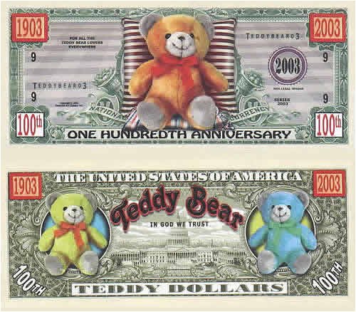 5147eJ1nKML Set of 5 Bills 100th Anniversary Teddy Bear Bill