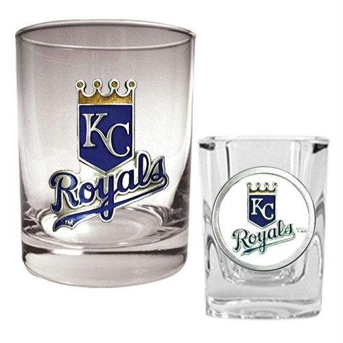 MLB Kansas City Royals Rocks Glass & Square Shot Glass Set - Primary Logo