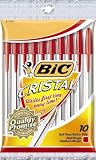 BIC Cristal Stic Ball Pen, Medium Point (1.0 mm), Red, 10-Count