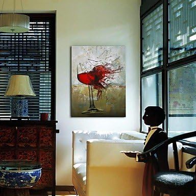 Hand Painted Oil Painting Still Life Wine Glass Crush with Stretched Frame