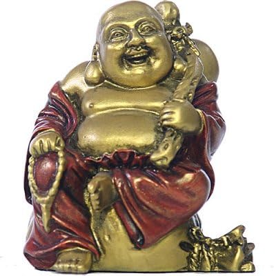 Happy Buddha Seated on Bag, 3"H