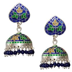 Romantic Gifts Enamelled Silver Earrings 1.50 inches (erg149)