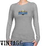 NCAA Morehead State Eagles Ladies Ash Distressed Logo Vintage Long Sleeve Slim Fit T-shirt